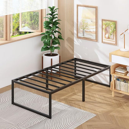 Lutown-Teen 18 Inch Twin XL Bed Frames Heavy Duty Metal XL Twin Platform Bed Frame No Box Spring Needed, Noise Free, Easy Assembly, Black