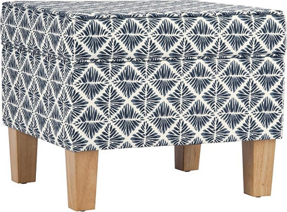 HomePop 22" Modern Rectangular Storage Ottoman - Blue Geometric Pattern