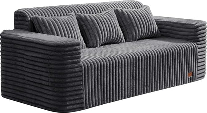 ZurNesfure Sofa Couch Cloud 3-seater Memory Foam Couch with Pillow No Assembly Required, Modern Couch with Removable Washable Cover Boneless Sofas for Living Room Bedroom Apartment (Darkgrey,3-Seater)