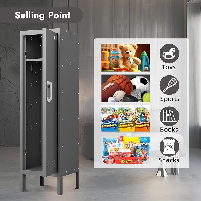 BUTISOW Metal Cabinet Home Office Storage,Lockers,Lockable Employees Metal Locker with Door,54" Height Steel Locker,Lockable Steel Locker for Gym,School,Home,Office,Garage,Assembly Required