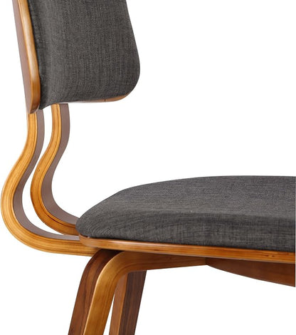 Armen Living Jaguar Mid-Century Dining Chair in Walnut Wood and Charcoal Fabric - Set of 6