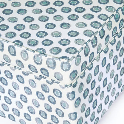 HomePop 18" Classic Square Storage Ottoman - Green Medallion Ikat Print