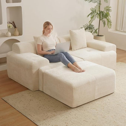 35.4" Foam Filled, No Assembly Required, Suitable for Living Room, Home and Bedroom, for Boneless Sofa, Beige