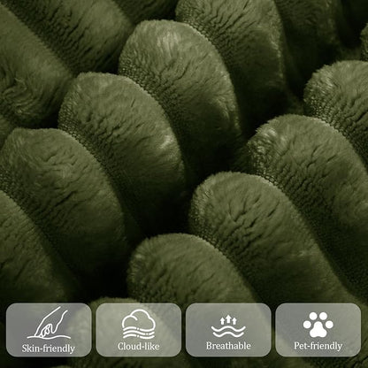 138" Modern Modular Sectional Sofa, U-Shaped Cloud Couch, Soft Corduroy Boneless Couch with 3060 High Rebound Memory Foam, Sectional Couches for Living Room-Green(Left Facing Chaise)