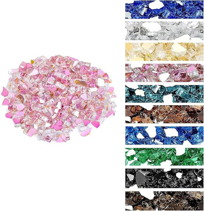 Onlyfire 10 lbs Fire Glass Rocks 1/4 Inch, Reflective Tempered Glass for Propane Fire Pit & Gas Fireplace, High Luster Firepit Glass Stones for Fire Table, Rose Gold (Multicolor Options Available)