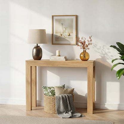 Plank+Beam Modern Solid Wood Console Table, 46 Inch, Sofa Table, Narrow Entryway Table for Hallway, Behind The Couch, Living Room, Foyer, Easy Assembly, Blonde