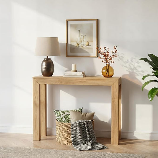 Plank+Beam Modern Solid Wood Console Table, 46 Inch, Sofa Table, Narrow Entryway Table for Hallway, Behind The Couch, Living Room, Foyer, Easy Assembly, Blonde
