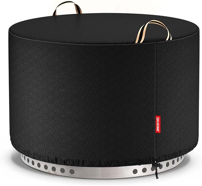 QH.HOME Fire Pit Cover Round for Solo Stove Yukon 27", Waterproof Smokeless Fire Pit Cover, 600D Strong Tear Resistant, Fits for Gas/Table/Bowl Fire pits - 28" D X 17" H