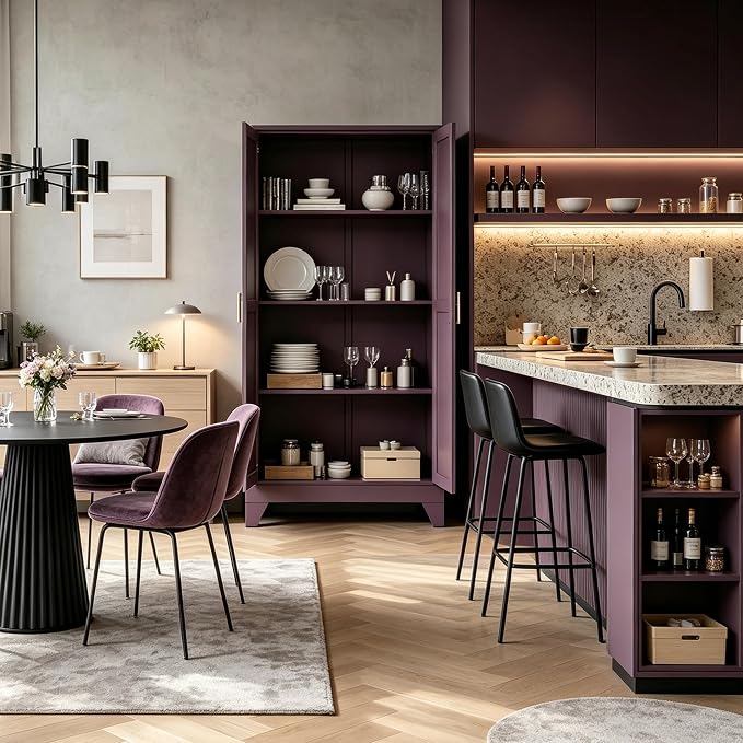 61"H Pantry Kitchen Cabinet with Doors,Black Storage Cabinets,Freestanding Pantry Cabinet,Farmhouse Food Storage Cabinets,Tall and Large Pantry Cabinets for Kitchen, Dining Room, Living Room