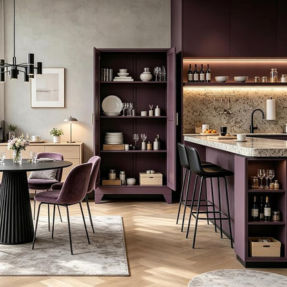 61"H Pantry Kitchen Cabinet with Doors,Black Storage Cabinets,Freestanding Pantry Cabinet,Farmhouse Food Storage Cabinets,Tall and Large Pantry Cabinets for Kitchen, Dining Room, Living Room