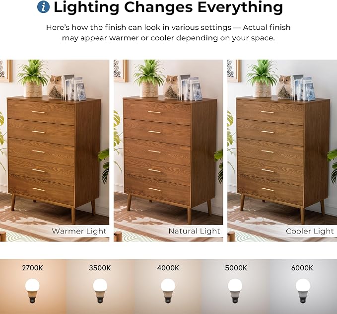 Furniture of America Wyatt Modern Solid Wood Bedroom Collection with Queen Bed Frame, Nightstands, Dresser with Mirror, Chest, No Box Spring Needed, Walnut, Boucle Wingback Low Profile, 6-Piece Set