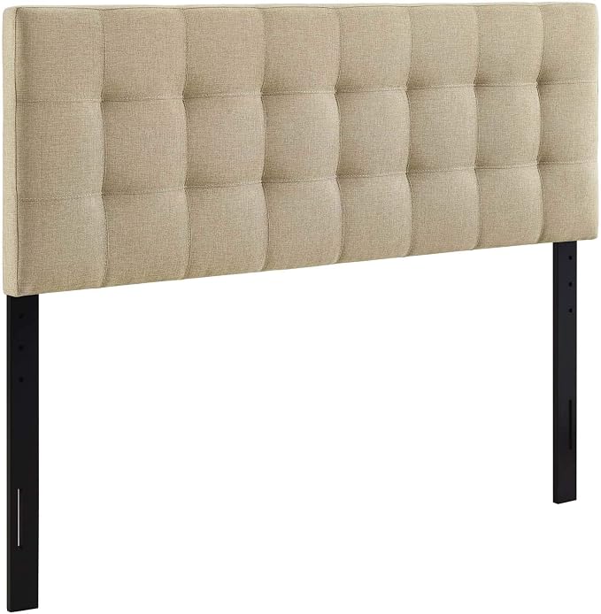 Modway Lily Tufted Linen Fabric Upholstered King Headboard in Beige