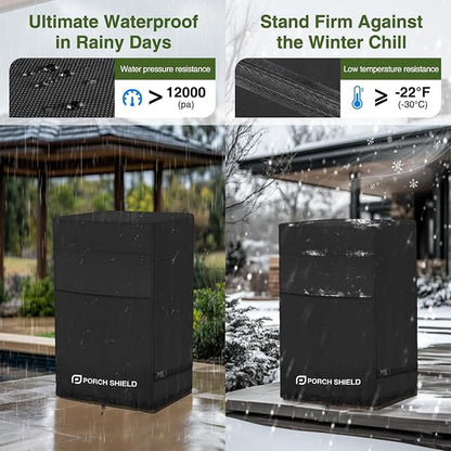 Porch Shield Fade Resistant Square Patio Fire Column Cover 21 inch Waterproof Outdoor Tall Fire Pit Cover
