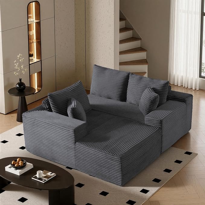 AUGOP 108" Sectional Couches for Living Room Modern Modular Sofa with L-Shape Couchs Upholstered Boneless Couch Deep Seat Sectional Couch with Chaise (Dark Grey, 108" Left Facing Chaise+2Seaters)