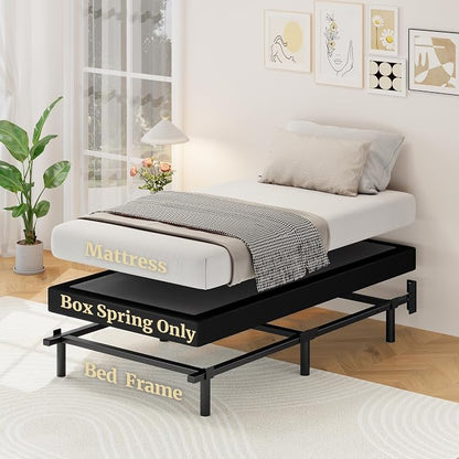 Awesofurni Twin Box Spring, 5 Inch Low Profile Twin Box Spring Only Bed Base, Heavy Duty Metal Frame Mattress Foundation with Fabric Cover, Easy Assembly-Noise Free