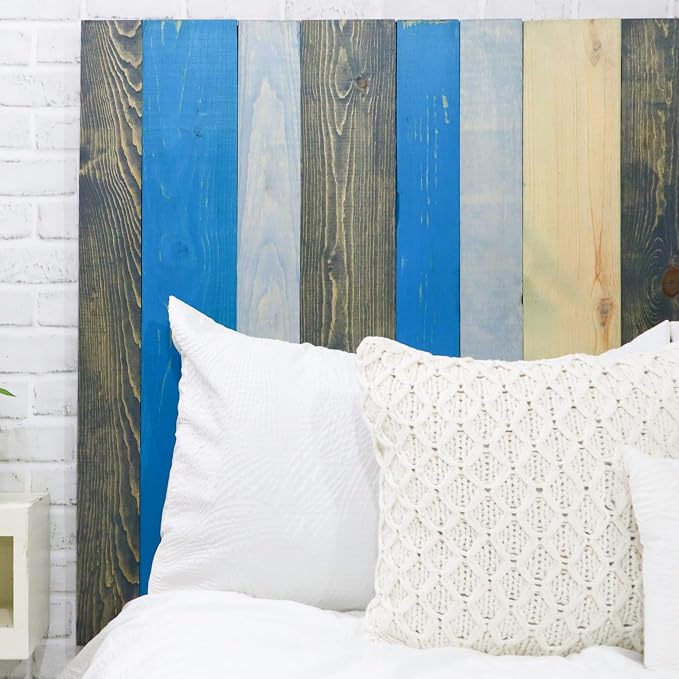 Barn Walls Winter Mix Signature Design, Multicolored Solid Wood Headboard, Floating Panels, Wall Mount, Adjustable Height, Easy Assembly Full Size