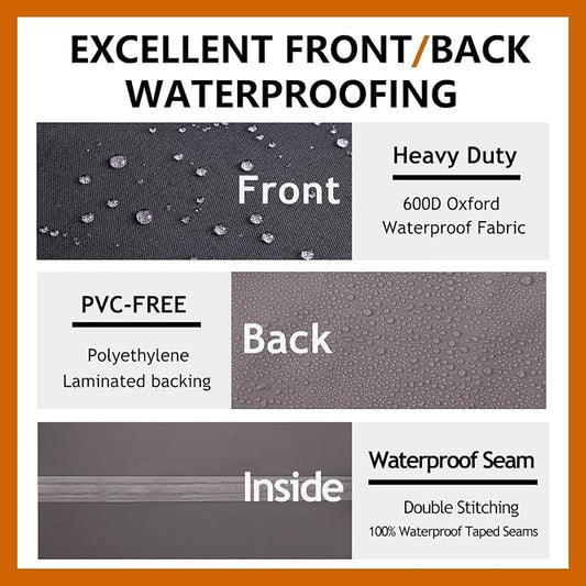 Heavy Duty Outdoor Sectional Patio Sofa Cover, 83"X115" Waterproof 600D, Storm Grey L-Shaped-Left Facing-83 x115