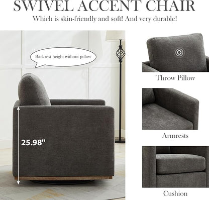 Aoiy & Wifon 30.7" W Swivel Accent Chair Set of 2, Mid Century Modern Swivel Chairs for Living Room, Comfy Small Accent Chair, Wavy Chenille, Charcoal