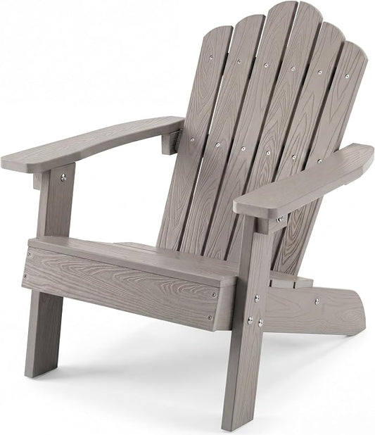 Giantex Kids Adirondack Chair, All-Weather HIPS Children's Outdoor Chair with Tilted High Backrest, Toddler Beach Chair for Garden Patio Backyard, Kids Lawn Chairs for Age 3-7 (1,Gray)