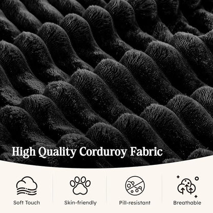 78.7IN Folding Sofa Bed - Convertible Sleeper Sofa Couch with Zippered Pillows, 3 Seater Couches Bed for Living Room, Bedroom, Apartment, No Assembly Required, Freestanding, Corduroy, Black