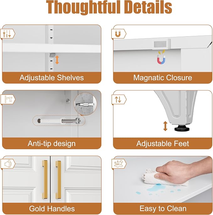 71" Tall Armoire Wardrobe Closet with with Drawer, Metal Storage Wardrobe with Hanging Rod, Clothing Storage Cabinets, White Bedroom Armoires with Adjustable Shelf, Steel Closet Cabinet for Bathroom