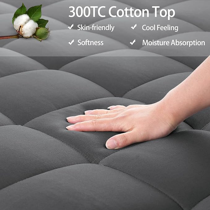 EASELAND Twin XL Mattress Pad Pillow Top Mattress Cover Quilted Fitted Mattress Protector Extra Long Cotton Top 8-21" Deep Pocket Cooling Mattress Topper (39x80 Inches, Dark Grey)