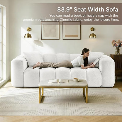 KISLOT 84" Boneless Couch No Assembly Required Loveseat Sofa Modern Deep Seat Cloud Couch Modern Compressed Sofa Oversized Upholstered 3-Seater for Living Room Bedroom