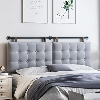 Headboards for Queen Size Bed,Head Board Wall Mounted Headboard with Fine Linen Upholstery and Button Tufting, Adjustable Heigh Headboard for Bedroom(Queen,Grey)