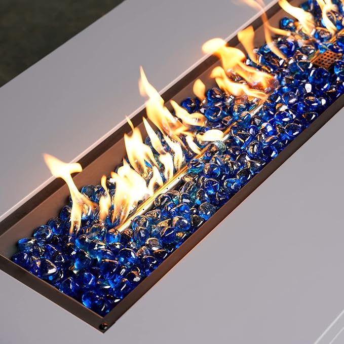 Onlyfire 10 lbs Fire Glass Diamonds 1 Inch, Reflective Fire Pit Glass Rocks for Propane & Natural Gas Fireplace, High Luster Multi-Faceted Stones, Cobalt Blue (Multicolor & Blends Available)