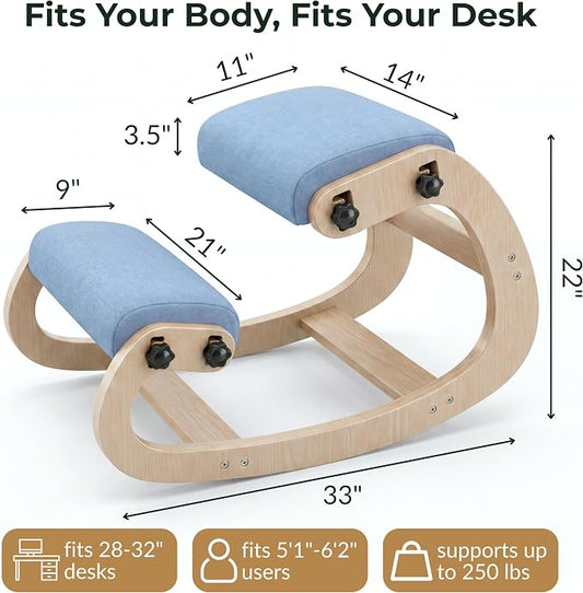 NYPOT Ergonomic Kneeling Chair with Adjustable Seats - Knee Chair for Posture Correction & Kneel Rocking Stool for Desk - Back Pain Relief for Home and Office, Supports 250 pounds - 5 Years Warranty