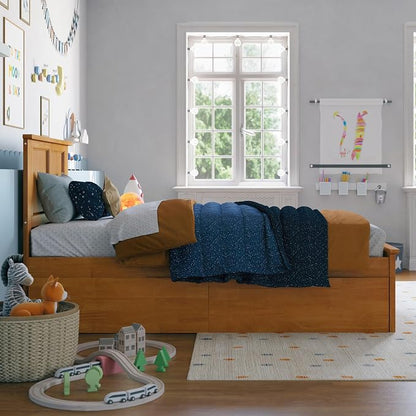 AFI, Madison Twin Platform Bed with Matching Footboard & Storage Drawers, Light Toffee