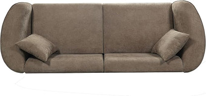 Merax 87" Curved Sofa Comfy Contemporary Upholstered Loveseat with Extra Deep Seats for Living Room Apartment Office, Brown