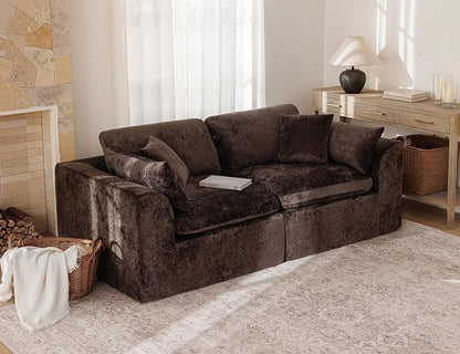 83" Modular Sectional Sofa – Modern Cloud Couch with Deep Chenille Seats, Loveseat Boneless Sofa, Pet-Friendly, No Assembly, Brown (2 Seate)