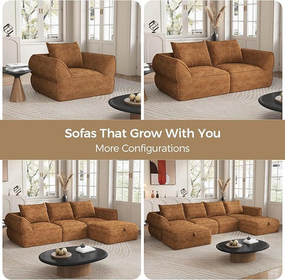 76.4" Cloud Loveseat Sofa, Deep Seat Couch with Pillows, Modern Comfortable Upholstery Boneless Sofa, 1 piece for Living Room, Bedroom, Apartment, Removable Cover，No Assembly Required, Orange