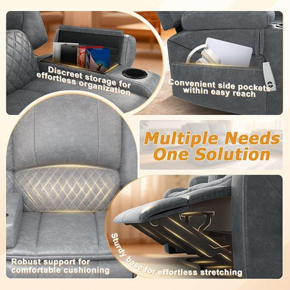Loveseat Recliner Sofa, Power Reclining Loveseat Sofa RV Couch with Removable Armrest and Remote Control, Wall Hugger Home Theater Seating with 2-Tier Cushions, Storage & USB Ports, PU Grey