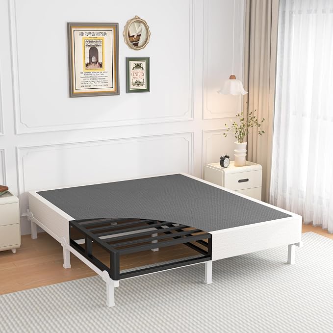 ROIL 10 Inch Queen Box Spring, Heavy Duty Metal Box Spring Mattress Foundation with Fabric Cover, 3500lbs Max Weight Capacity, Easy Assembly, Noise Free, Non-Slip