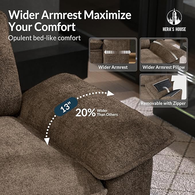 HERA'S HOUSE 88" Modular Sectional Sofa, L Shaped Couches for Living Room, Comfy Cloud Couch with Ottoman, 3-Seater Deep Seat Sofa with Throw Pillow, Chenille Grayish Brown