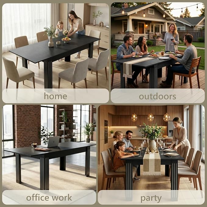 Sannwsg Extendable Table 54"-85", Extendable Dining Table for 4-8, Rectangular Kitchen Dining Table Space Saving, Farmhouse Dining Tables with 95" Runner