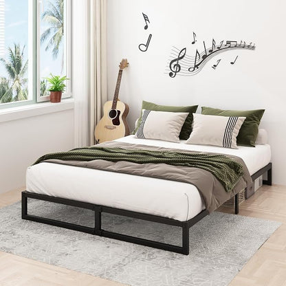 Lutown-Teen 9 Inch King Bed Frame Sturdy Mattress Foundation, Heavy Duty Metal Platform with Steel Slats Support No Box Spring Needed, Noise Free, Easy Assembly, Black