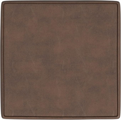 HomePop 18" Square Storage Ottoman - Brown Faux Leather