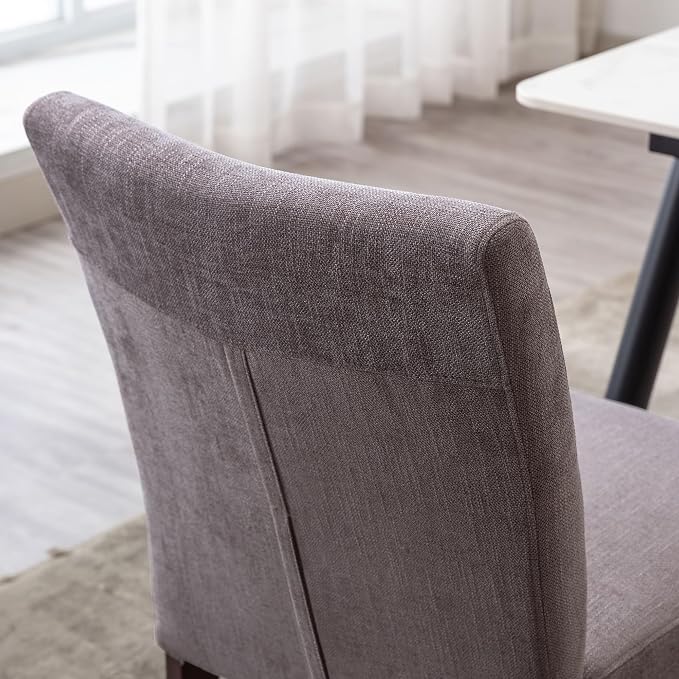 Watson & Whitely Modern Upholstered Dining Chairs, Set of 4, Dark Grey | Fabric Upholstery, Solid Wood Legs, Low Back, Modern Armless Parsons Style, for Kitchen, Dining Room, Restaurant