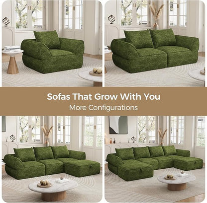 76.4" Cloud Loveseat Sofa, Deep Seat Couch with Pillows, Modern Comfortable Upholstery Boneless Sofa, 1 piece for Living Room, Bedroom, Apartment, Removable Cover，No Assembly Required, Algae Green