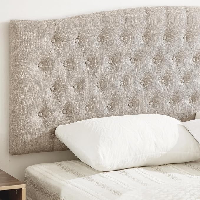 24KF Upholstered Tufted Button Linen Wall Mounted Headboard,Comfortable Fashional Headboard King/CA King Size, 6055-K-Linen