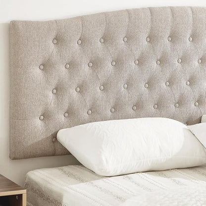 24KF Upholstered Tufted Button Linen Wall Mounted Headboard,Comfortable Fashional Headboard King/CA King Size, 6055-K-Linen
