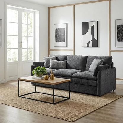 Iroomy 83" Chenille Cloud Couch, Modern Sofa 3 Seater, Comfy Plush Thick Cushions, Pocket Springs, Cloud-Like Comfort Sofas for Small Living Room Apartment, Dark Gray | 9.5" Thick Cushions