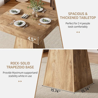 Small Dining Table, 31.5-inch Dinner Table for 2-4 People, Square Kitchen Table with Load-Bearing Trapezoidal Base, for Home, Dining Room, Small Space, Brown