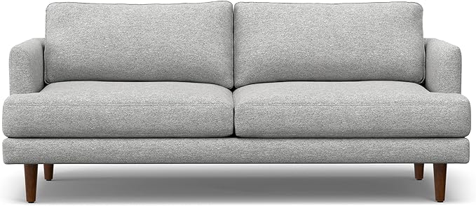 SIMPLIHOME Livingston 76" Wide x 33" High Sofa in Mist Grey Woven-Blend Fabric, Handcrafted Loveseat Couch for Living Room or Family Room, Mid-Century Modern Style, Solid Wood Frame