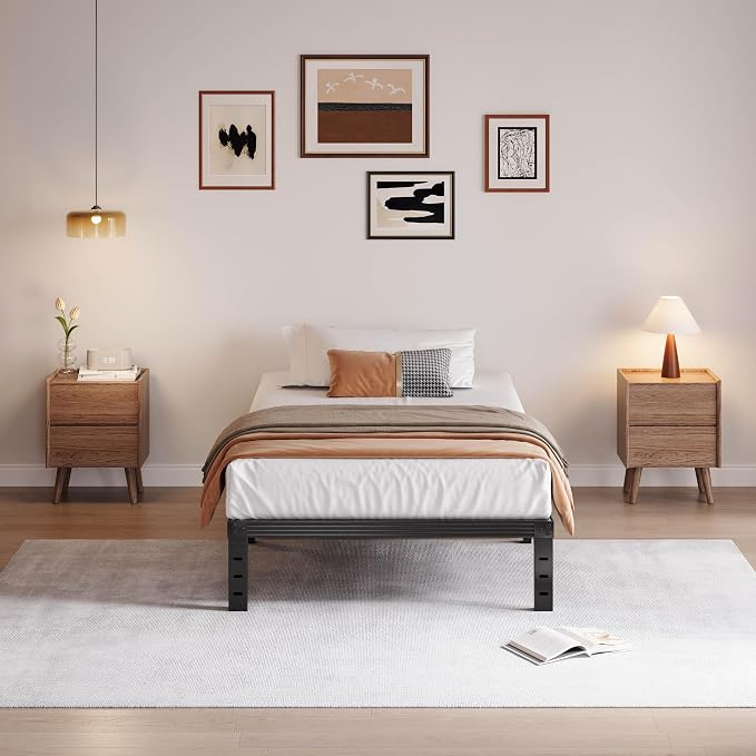 Twin Size Bed Frame 14" High Heavy Duty Platform Bed Frame,Sturdy Steel Frame,No Box Spring Needed,Noise-Free,Easy Assembly