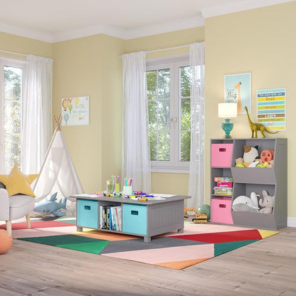 RiverRidge Kids 6 Cubby Storage Gray Activity Table,Grey
