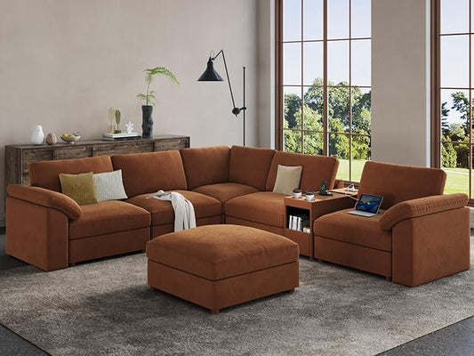 EASE MOOSE Oversized L Shape Sectional Sofa, Deep Seat Modular Couch